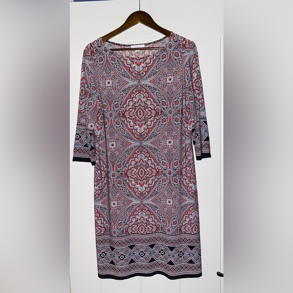 London‎ Style Paisley Sheath Dress Women 14 Grannycore Church Dinner - Picture 6 of 7